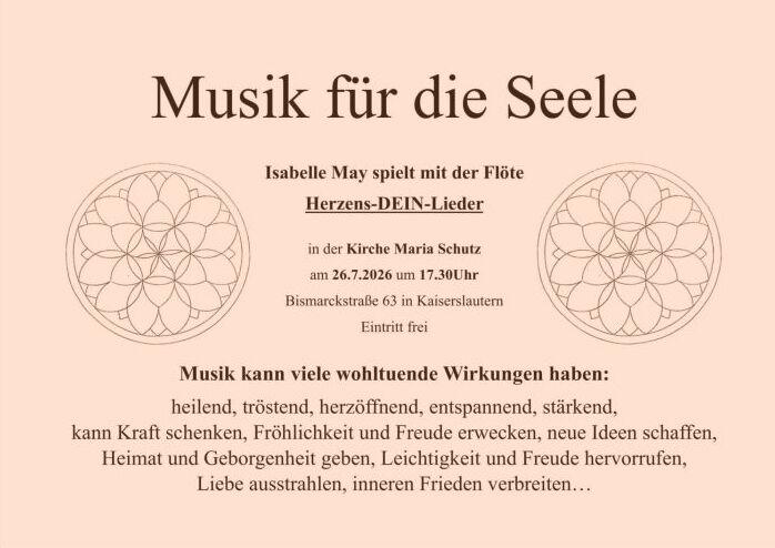 Einladung zum Fl&ouml;tenkonzert am 26.7.2026 um 17.30 Uhr